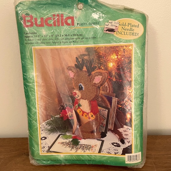 Vintage Bucilla Rudolph Reindeer Plastic Canvas Cardholder Needlepoint Kit 61263 - Picture 1 of 4